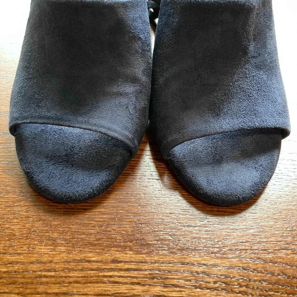 Gianni Bini Kat Kall Gladiator Block Heel Navy Suede Leather Strappy Womens 7